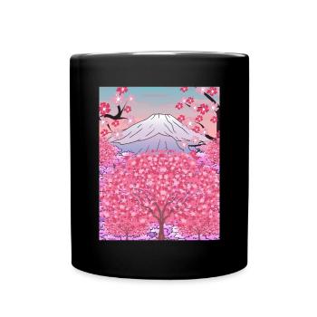 Nature japonaise Sakura Cadeau Fleurs de cerisier de montagne - Mug uni - noir - Devant