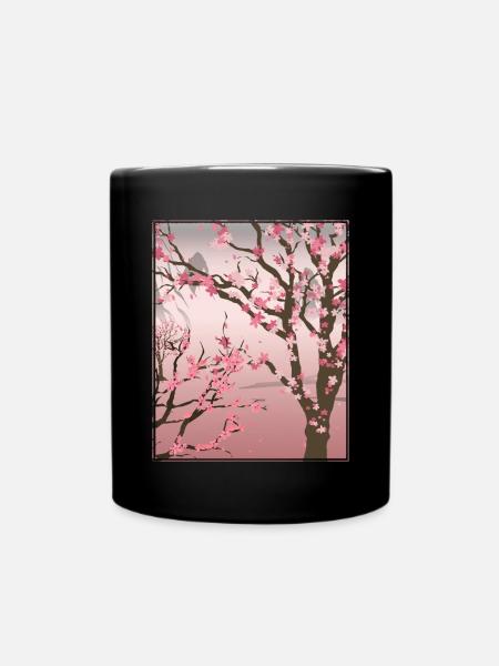 Idée cadeau Sakura japonaise Fleurs de cerisier - Mug uni - noir