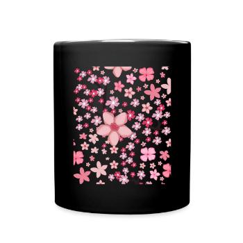 Cherry Blossom Pattern Gift Japanese Sakura - Full Colour Mug - black - Front