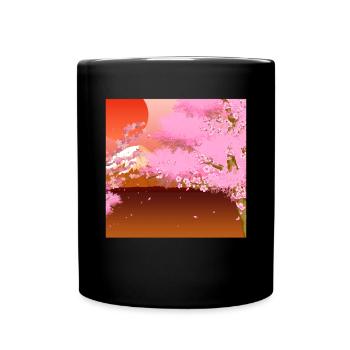 Japan Sakura Tree Gift Japanese Cherry Blossoms - Full Colour Mug - black - Front
