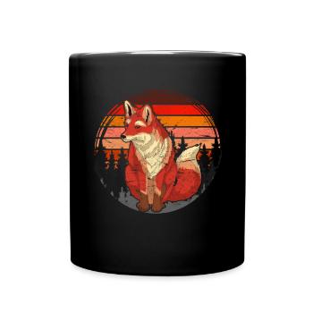 Retro Wald Tierliebhaber Natur Geschenk Fuchs - Tasse einfarbig - Schwarz - Vorne