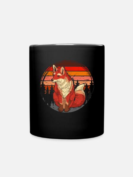 Retro Wald Tierliebhaber Natur Geschenk Fuchs - Tasse einfarbig - Schwarz