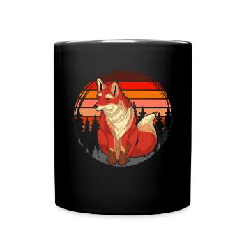 Tierliebhaber Wald Tier Geschenk Retro Natur Fuchs - Tasse einfarbig - Schwarz - Vorne
