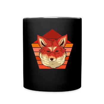 Fuchs Liebhaber Wald Tier Geschenk Retro Fuchs - Tasse einfarbig - Schwarz - Vorne