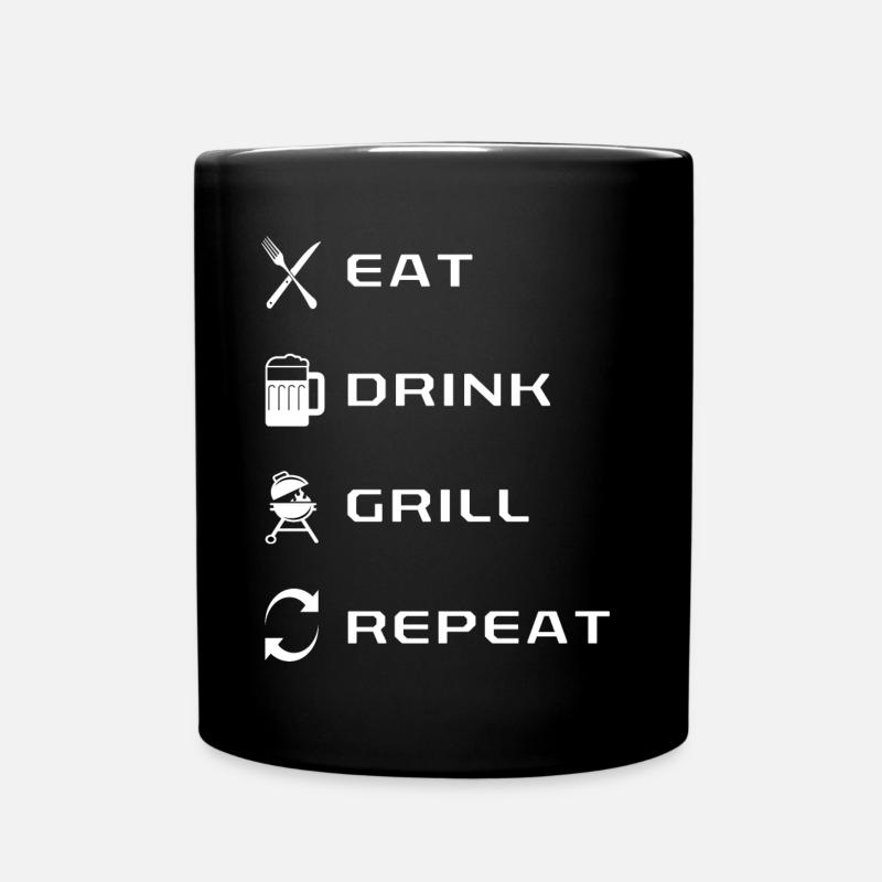 Eat Drink Grill Repeat - Tasse einfarbig - Schwarz