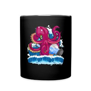 Sea Creatures Ocean Animal Gift Cute Kraken - Full Colour Mug - black - Front