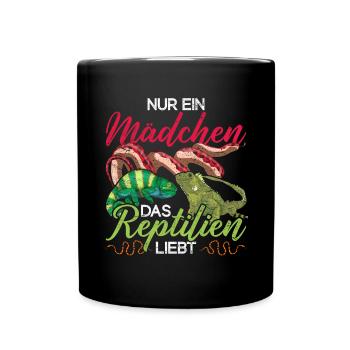 Nur ein Mädchen das Reptilien liebt Tropen Reptil - Tasse einfarbig - Schwarz - Vorne