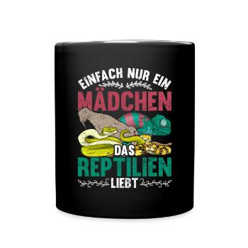 Einfach nur ein Mädchen das Reptilien liebt Reptil - Tasse einfarbig - Schwarz - Vorne
