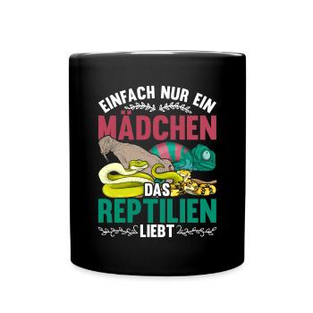 Schlange Chamäleon Waran Mädchen Geschenk Reptil - Tasse einfarbig - Schwarz - Vorne