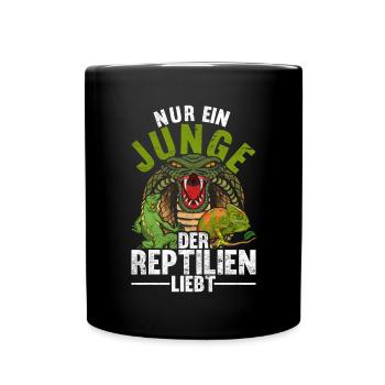Nur ein Junge der Reptilien liebt Geschenk Reptil - Tasse einfarbig - Schwarz - Vorne