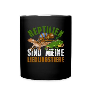 Reptilien sind meine Lieblingstiere Reptil - Tasse einfarbig - Schwarz - Vorne
