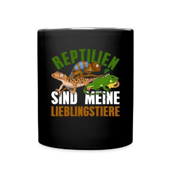 Waran Gecko Chamäleon Geschenk Lustiges Reptil - Tasse einfarbig - Schwarz - Vorne
