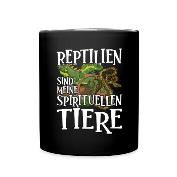 Chamäleon Schlange Waran Geschenk Lustiges Reptil - Tasse einfarbig - Schwarz - Vorne