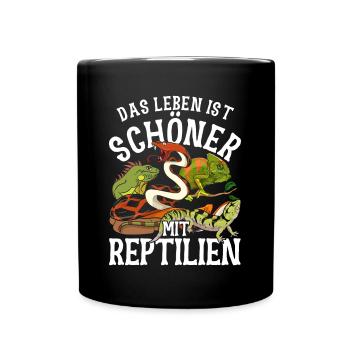 Gecko Schlange Waran Eidechse Geschenk Reptil - Tasse einfarbig - Schwarz - Vorne