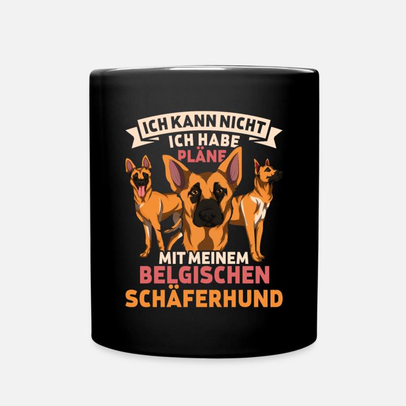Hunde Schäferhund Lustiges Belgischer Malinois - Tasse einfarbig - Schwarz