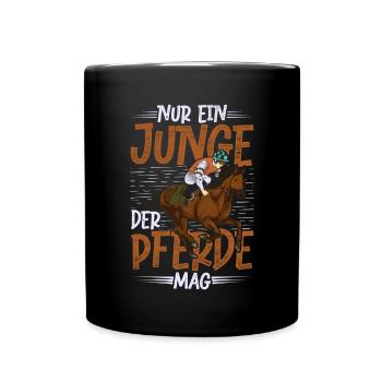 Nur ein Junge der Pferde mag Pferde Reiten Pferd - Tasse einfarbig - Schwarz - Vorne
