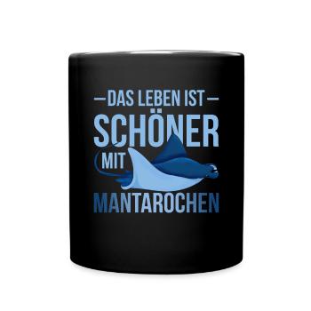Ozean Tierliebhaber Geschenk Lustiges Mantarochen - Tasse einfarbig - Schwarz - Vorne