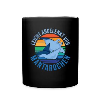 Ozean Tier Lustiges Geschenk Retro Mantarochen - Tasse einfarbig - Schwarz - Vorne