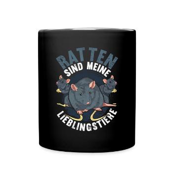 Ratten sind meine Lieblingstiere Lustiges Ratte - Tasse einfarbig - Schwarz - Vorne
