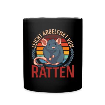 Rattenliebhaber Lustiges Geschenk Retro Ratte - Tasse einfarbig - Schwarz - Vorne