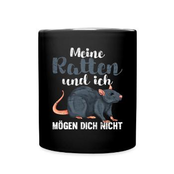 Meine Ratten und ich mögen dich nicht Tier Ratte - Tasse einfarbig - Schwarz - Vorne