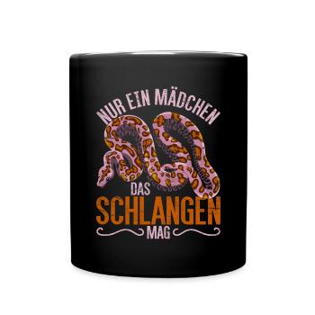Nur ein Mädchen das Schlangen mag Reptil Schlange - Tasse einfarbig - Schwarz - Vorne
