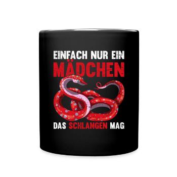 Einfach nur ein Mädchen das Schlangen mag Schlange - Tasse einfarbig - Schwarz - Vorne