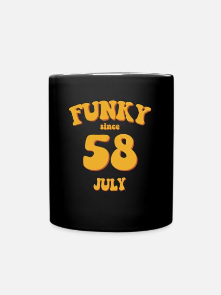 Funky Geburtstag: Juli 1958 - Flower Power - Tasse einfarbig - Schwarz