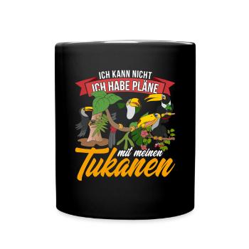 Tropischer Vogel Tier Geschenkidee Lustiges Tukan - Tasse einfarbig - Schwarz - Vorne