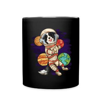 Galaxy Astronaut Dogs Cadeau Border Collie - Mug uni - noir - Devant