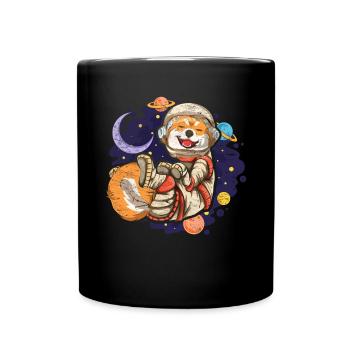 Kawaii Astronaut Dogs Gift Space Shiba Inu - Full Colour Mug - black - Front