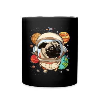 Universe Dogs Gift Space Astronaut Pug - Full Colour Mug - black - Front