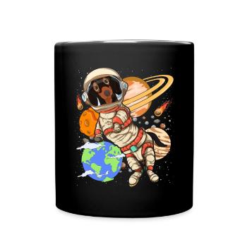 Universe Dogs Gift Space Astronaut Dachshund - Full Colour Mug - black - Front