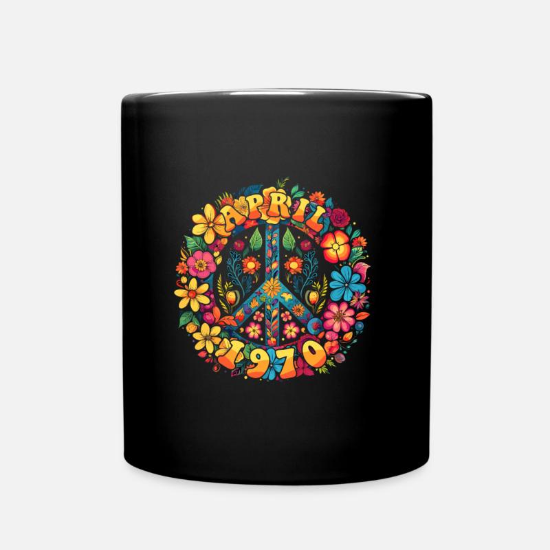 Flower Power Hippie Birthday - Avril 1970 - Mug uni - noir