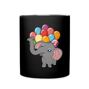 Africa Safari Animal Gift Cute Balloon Elephant - Full Colour Mug - black - Front