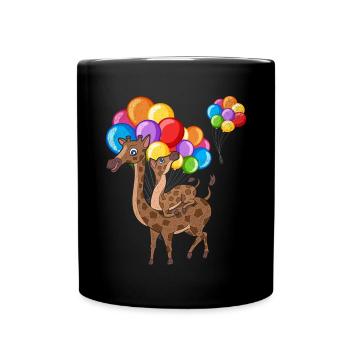 Africa Safari Animal Gift Mignon Ballon Girafe - Mug uni - noir - Devant