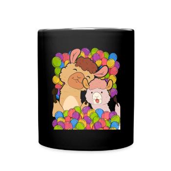 Zoo Tier Lama Geschenk Niedliches Ballon Alpaka - Tasse einfarbig - Schwarz - Vorne