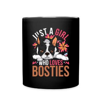 Fleurs Chiens Fille Bostie Cadeau Boston Terrier - Mug uni - noir - Devant