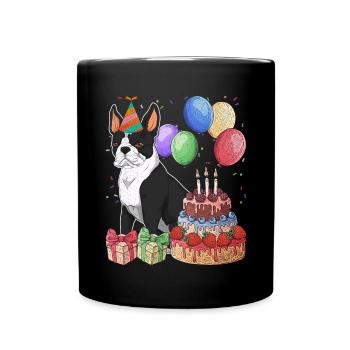 Dogs Birthday Party Gift Boston Terrier - Full Colour Mug - black - Front