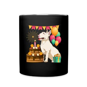 Birthday Party Dogs Gift Bull Terrier - Full Colour Mug - black - Front