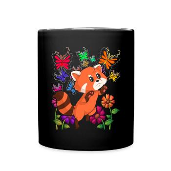 China Tier Geschenk Schmetterling Roter Panda - Tasse einfarbig - Schwarz - Vorne