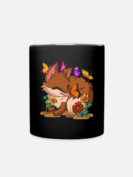 Niedliches Wald Tier Geschenk Schmetterling Fuchs - Tasse einfarbig - Schwarz