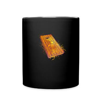 Planche de cornhole colorée - Mug uni - noir - Devant