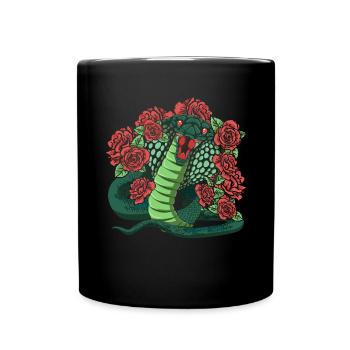 Roses Snake Animal Lover Reptile Gift Cobra - Full Colour Mug - black - Front