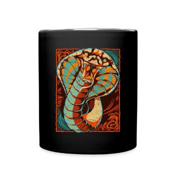 Reptilien Schlange Geschenk Farbenfrohes Kobra - Tasse einfarbig - Schwarz - Vorne