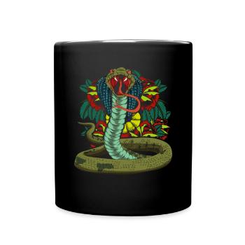 Predator Snake Gift Exotic Flower Cobra - Full Colour Mug - black - Front