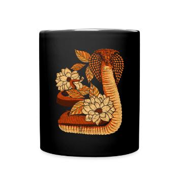 Vintage Flower Snake Gift Reptile Cobra - Full Colour Mug - black - Front