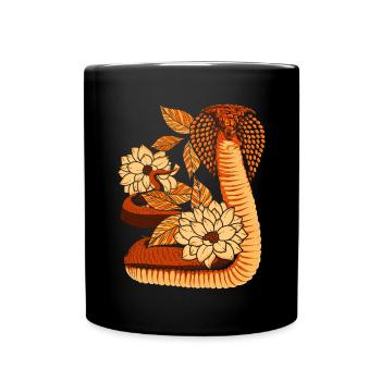 Predator Snake Vintage Flowers Gift Cobra - Full Colour Mug - black - Front