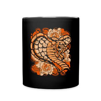 Zoo Tier Reptil Raubtier Geschenk Schlange Kobra - Tasse einfarbig - Schwarz - Vorne