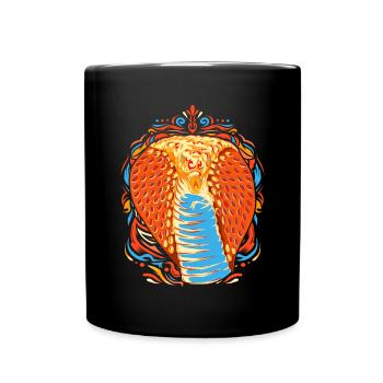 Reptilien Raubtier Buntes Schlangen Geschenk Kobra - Tasse einfarbig - Schwarz - Vorne